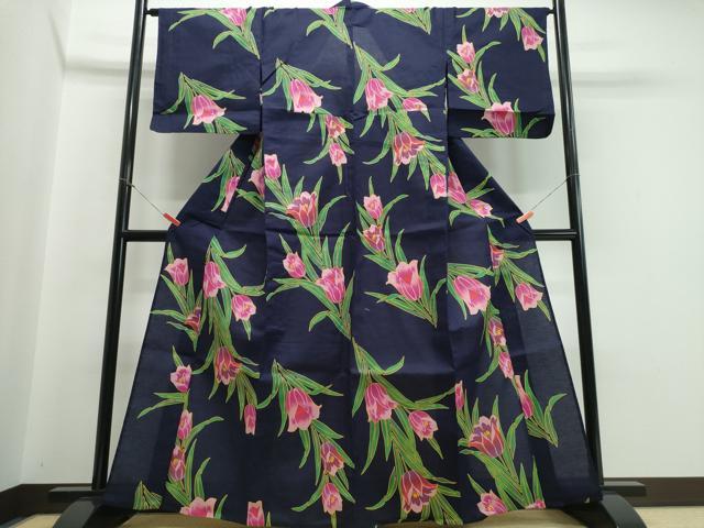 平和屋着物∴夏物 浴衣 チューリップ 綿 逸品 CABB6562ng