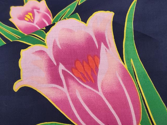 平和屋着物∴夏物 浴衣 チューリップ 綿 逸品 CABB6562ng
