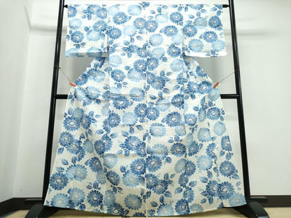 平和屋着物∴夏物 浴衣 舞菊文 綿 逸品 CABB6564ng