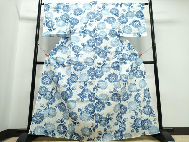 平和屋着物∴夏物 浴衣 舞菊文 綿 逸品 CABB6564ng