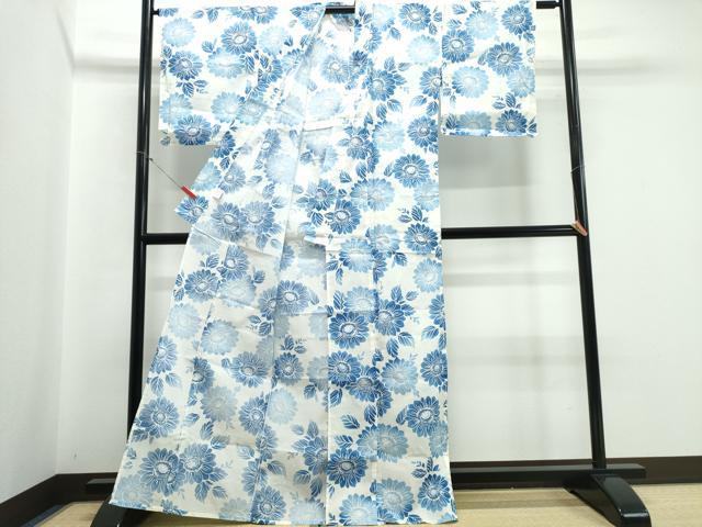 平和屋着物∴夏物 浴衣 舞菊文 綿 逸品 CABB6564ng