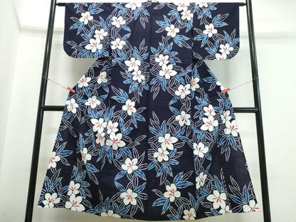 平和屋着物∴夏物 浴衣 型染め 草花文 綿 逸品 CABB6565ng