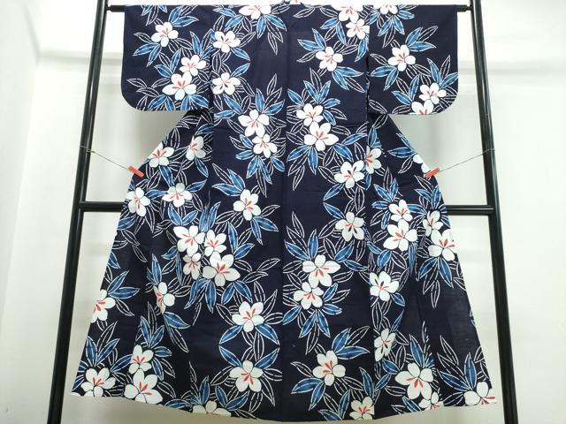 平和屋着物∴夏物 浴衣 型染め 草花文 綿 逸品 CABB6565ng