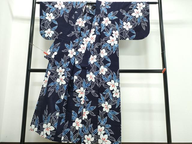 平和屋着物∴夏物 浴衣 型染め 草花文 綿 逸品 CABB6565ng