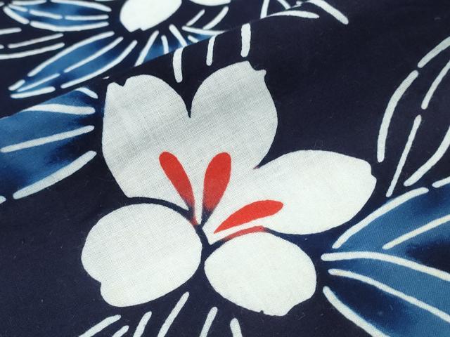 平和屋着物∴夏物 浴衣 型染め 草花文 綿 逸品 CABB6565ng