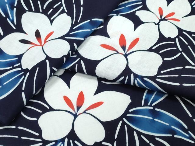 平和屋着物∴夏物 浴衣 型染め 草花文 綿 逸品 CABB6565ng