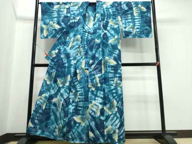 平和屋着物∴夏物 浴衣 霞舞蝶文 綿 逸品 CABB6566ng