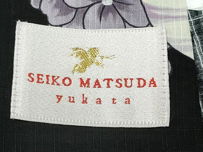 平和屋着物∴夏物 松田聖子 SEIKOMATSUDA 浴衣 紫陽花菊花文 黒地 銀彩 綿 逸品 CABB6570ng