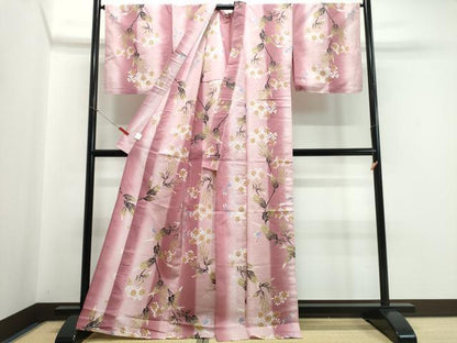 平和屋着物∴夏物 浴衣 蜻蛉 トンボ 草花文 綿 逸品 CABB6572ng