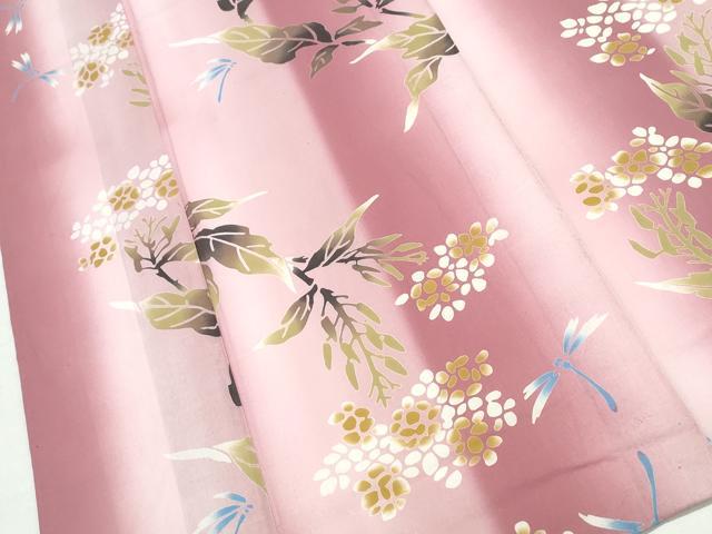 平和屋着物∴夏物 浴衣 蜻蛉 トンボ 草花文 綿 逸品 CABB6572ng