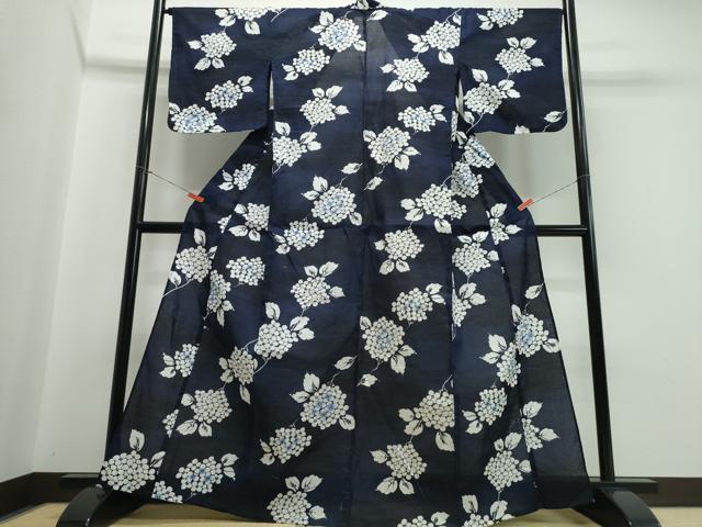 平和屋着物∴夏物 浴衣 綿紅梅 紫陽花 霞文 綿 逸品 CABB6574ng
