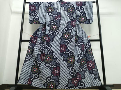 平和屋着物∴夏物 浴衣 有松鳴海絞り 花唐草文 綿 逸品 CABB6576ng