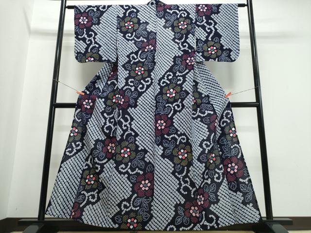 平和屋着物∴夏物 浴衣 有松鳴海絞り 花唐草文 綿 逸品 CABB6576ng