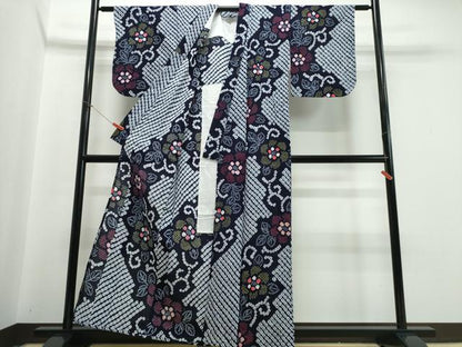 平和屋着物∴夏物 浴衣 有松鳴海絞り 花唐草文 綿 逸品 CABB6576ng