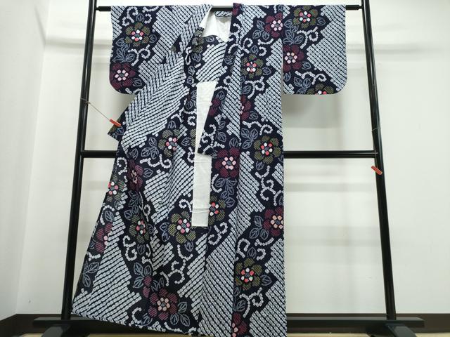 平和屋着物∴夏物 浴衣 有松鳴海絞り 花唐草文 綿 逸品 CABB6576ng