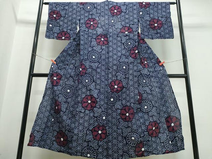 平和屋着物∴夏物 浴衣 有松鳴海絞り 舞花麻の葉文様 綿 逸品 CABB6577ng