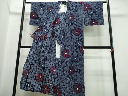 平和屋着物∴夏物 浴衣 有松鳴海絞り 舞花麻の葉文様 綿 逸品 CABB6577ng