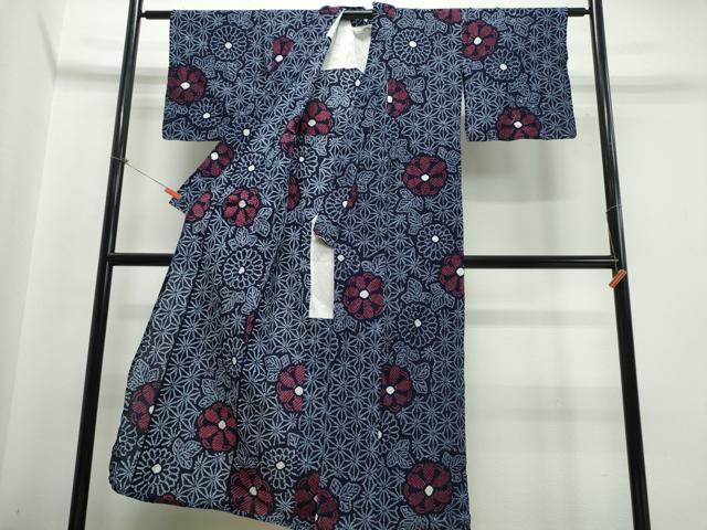 平和屋着物∴夏物 浴衣 有松鳴海絞り 舞花麻の葉文様 綿 逸品 CABB6577ng