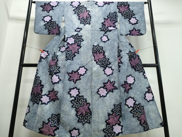 平和屋着物∴夏物 浴衣 有松鳴海絞り 舞葉文 綿 逸品 CABB6580ng