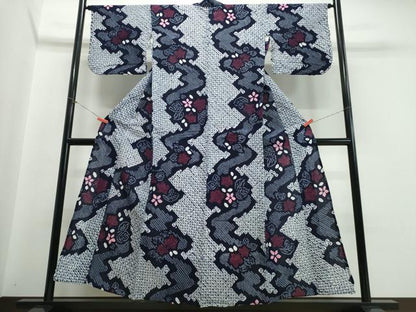 平和屋着物∴夏物 浴衣 有松鳴海絞り 流水舞花文 綿 逸品 CABB6581ng