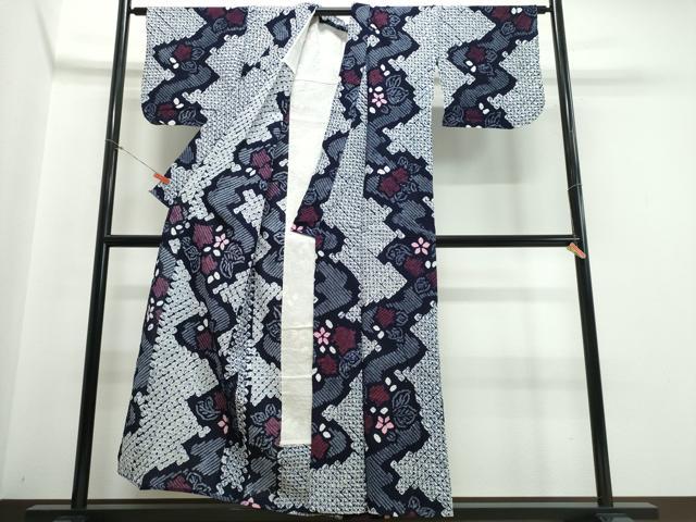 平和屋着物∴夏物 浴衣 有松鳴海絞り 流水舞花文 綿 逸品 CABB6581ng