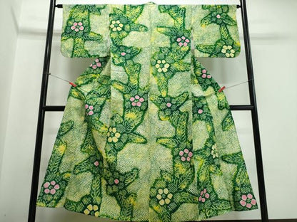 平和屋着物∴夏物 浴衣 有松鳴海絞り 舞葉花文 綿 逸品 CABB6582ng