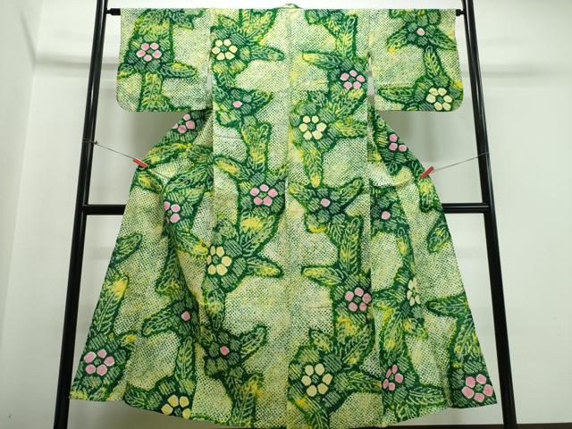 平和屋着物∴夏物 浴衣 有松鳴海絞り 舞葉花文 綿 逸品 CABB6582ng