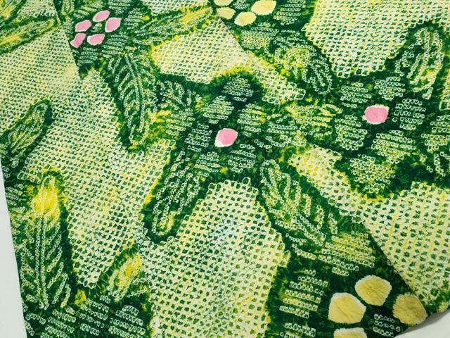 平和屋着物∴夏物 浴衣 有松鳴海絞り 舞葉花文 綿 逸品 CABB6582ng
