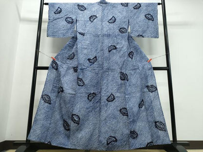 平和屋着物∴夏物 浴衣 有松鳴海絞り 舞葉文 綿 逸品 CABB6583ng