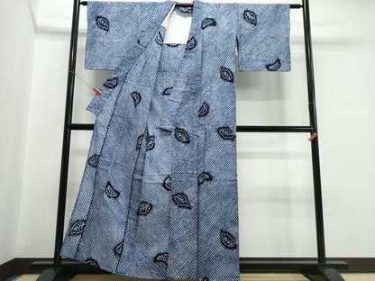 平和屋着物∴夏物 浴衣 有松鳴海絞り 舞葉文 綿 逸品 CABB6583ng