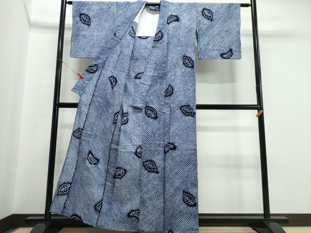 平和屋着物∴夏物 浴衣 有松鳴海絞り 舞葉文 綿 逸品 CABB6583ng