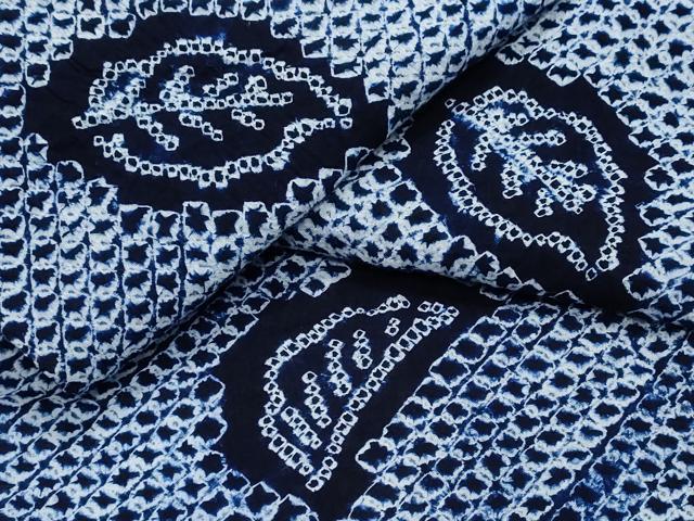 平和屋着物∴夏物 浴衣 有松鳴海絞り 舞葉文 綿 逸品 CABB6583ng