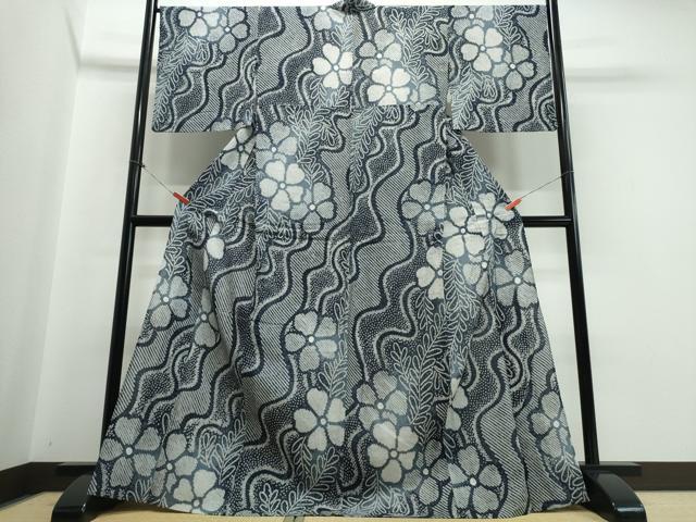 平和屋着物∴夏物 浴衣 有松鳴海絞り 流水舞花文 綿 逸品 CABB6584ng