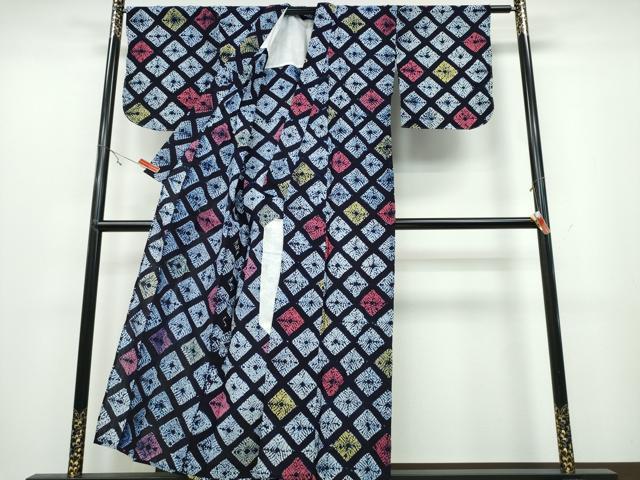 平和屋着物∴夏物 浴衣 有松鳴海絞り 菱文 綿 逸品 CABB6591ng