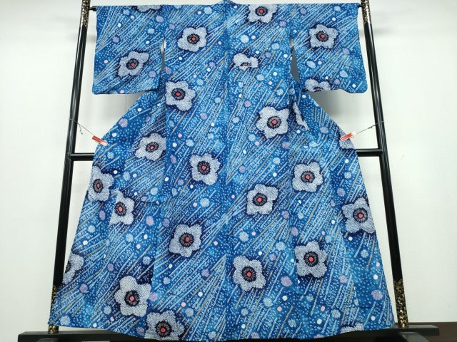 平和屋着物∴夏物 浴衣 有松鳴海絞り 竹縞舞花文 綿 逸品 CABB6592ng