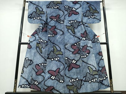平和屋着物∴夏物 浴衣 有松鳴海絞り 松葉花文 綿 逸品 CABB6594ng
