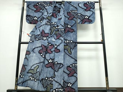 平和屋着物∴夏物 浴衣 有松鳴海絞り 松葉花文 綿 逸品 CABB6594ng