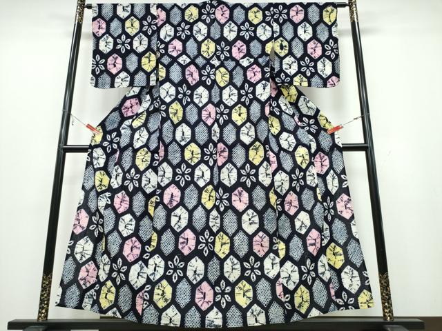 平和屋着物∴夏物 浴衣 有松鳴海絞り 亀甲花文 綿 逸品 CABB6595ng
