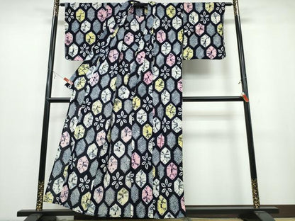 平和屋着物∴夏物 浴衣 有松鳴海絞り 亀甲花文 綿 逸品 CABB6595ng