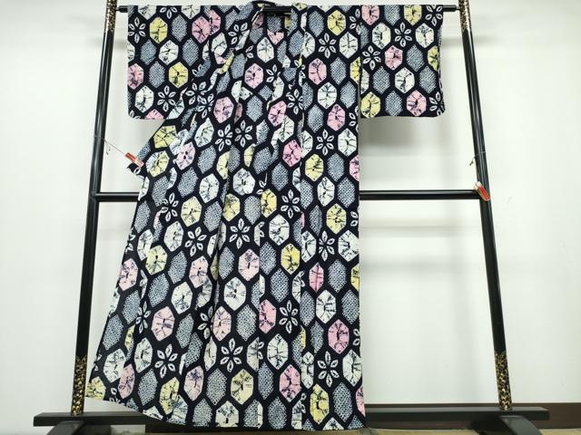平和屋着物∴夏物 浴衣 有松鳴海絞り 亀甲花文 綿 逸品 CABB6595ng