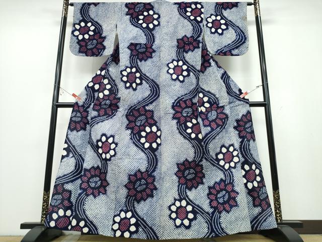 平和屋着物∴夏物 浴衣 有松鳴海絞り 流水舞花文 綿 逸品 CABB6596ng