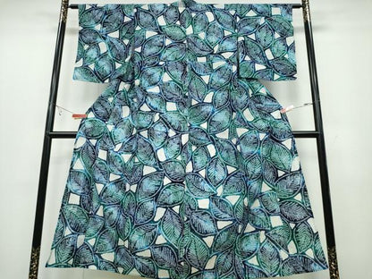 平和屋着物∴夏物 浴衣 有松鳴海絞り 舞葉文 綿 逸品 CABB6598ng