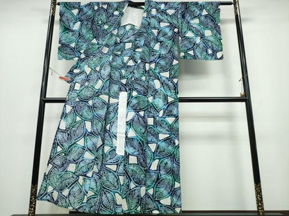 平和屋着物∴夏物 浴衣 有松鳴海絞り 舞葉文 綿 逸品 CABB6598ng