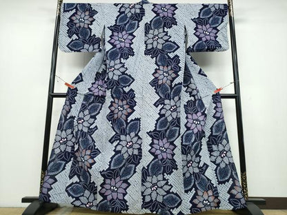 平和屋着物∴夏物 浴衣 有松鳴海絞り 枝花文 綿 逸品 CABB6599ng