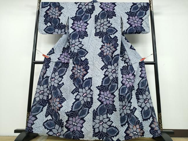 平和屋着物∴夏物 浴衣 有松鳴海絞り 枝花文 綿 逸品 CABB6599ng