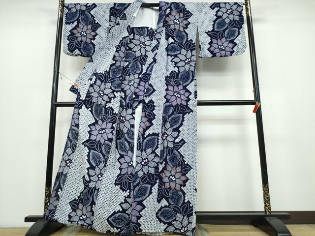 平和屋着物∴夏物 浴衣 有松鳴海絞り 枝花文 綿 逸品 CABB6599ng
