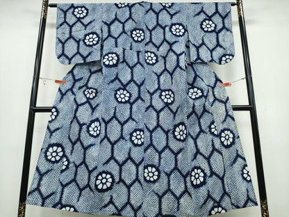 平和屋着物∴夏物 浴衣 有松鳴海絞り 亀甲花文 綿 逸品 CABB6600ng