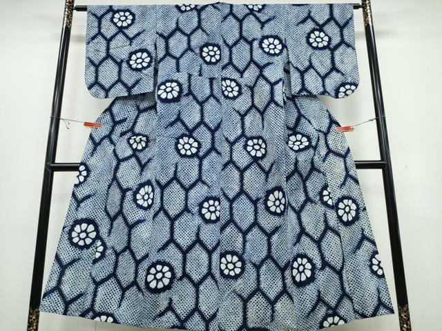 平和屋着物∴夏物 浴衣 有松鳴海絞り 亀甲花文 綿 逸品 CABB6600ng