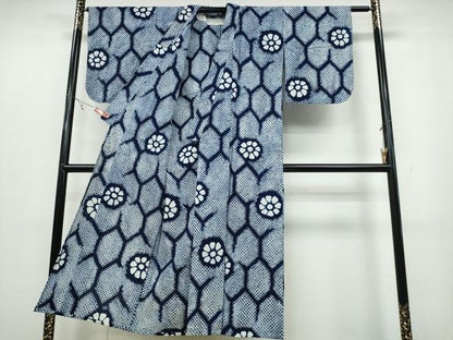 平和屋着物∴夏物 浴衣 有松鳴海絞り 亀甲花文 綿 逸品 CABB6600ng