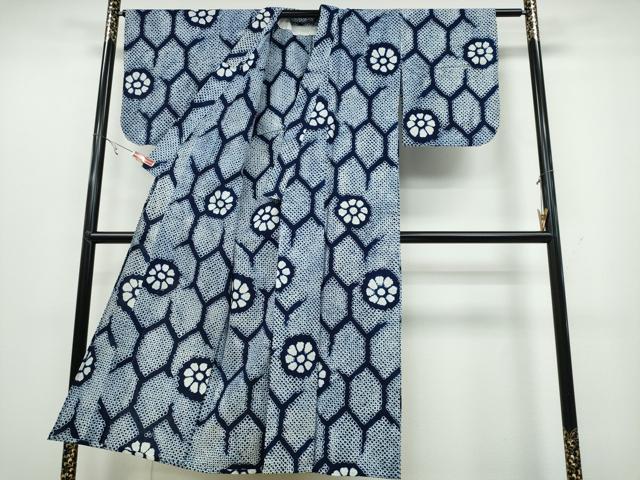 平和屋着物∴夏物 浴衣 有松鳴海絞り 亀甲花文 綿 逸品 CABB6600ng